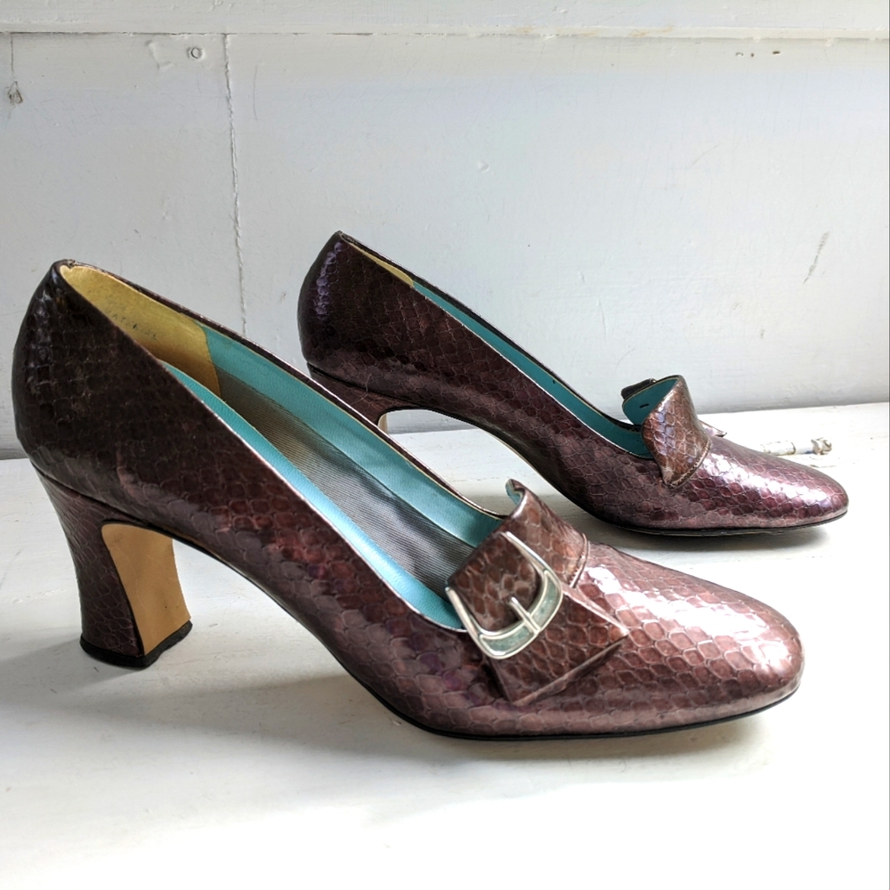 Vintage Qualicraft Shoes 60s Heels Mod Faux Reptile 7 1/2